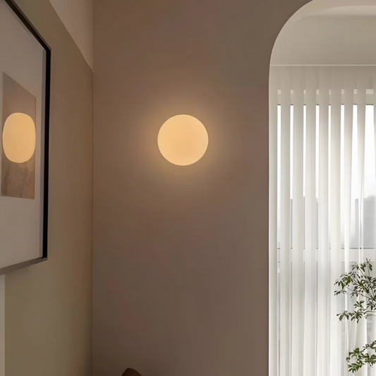 Modern Glass Wall Lamp | Minimalist Round Sconce Light for Bedroom or Living Room
