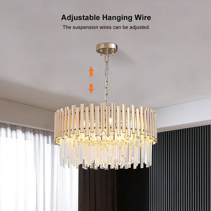 Modern Gold Crystal Chandelier for Dining Room | Elegant Ceiling Light