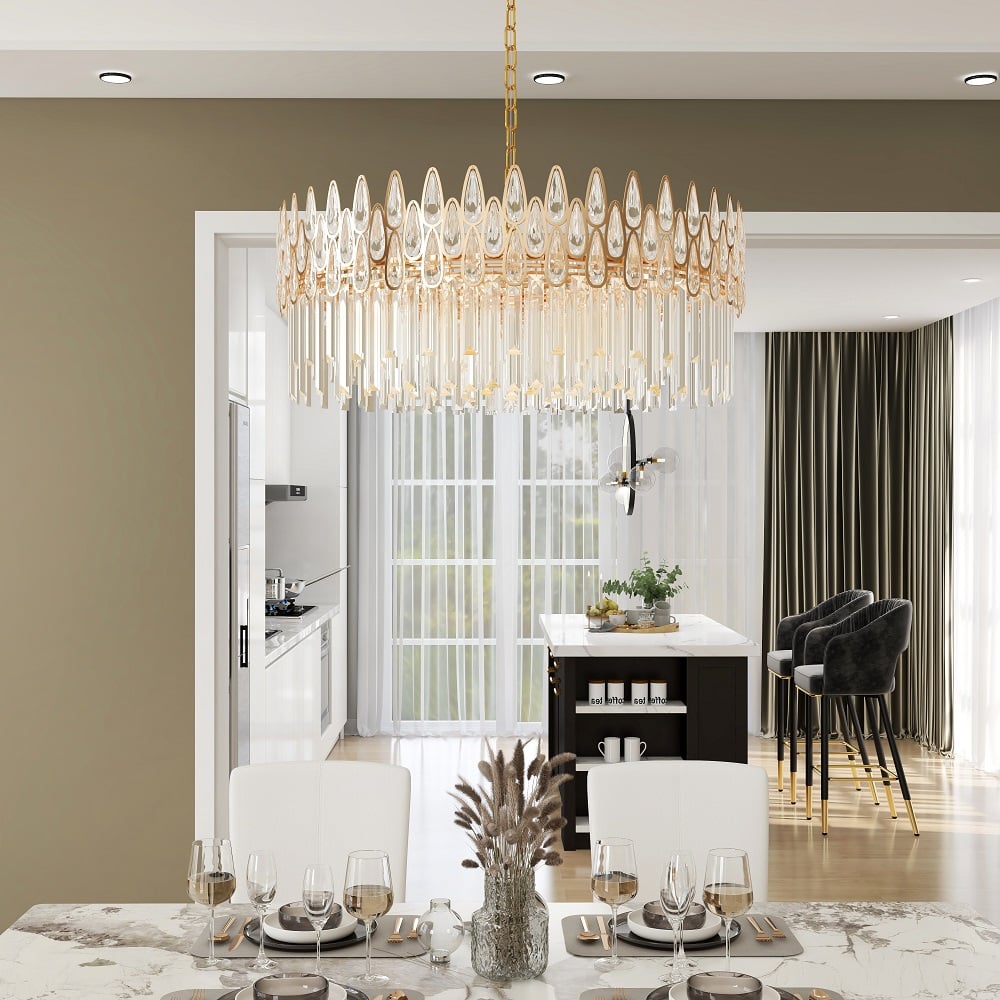 Modern Gold Crystal Chandelier for Living Room | Elegant Ceiling Light