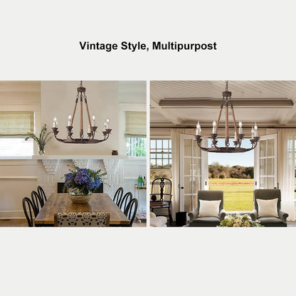 Rustic Rope Chandelier with Candle Lights | Vintage Ceiling Light Fixture