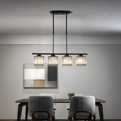 Modern Rectangular Glass Chandelier | LED Dining Room Kitchen Ceiling Light