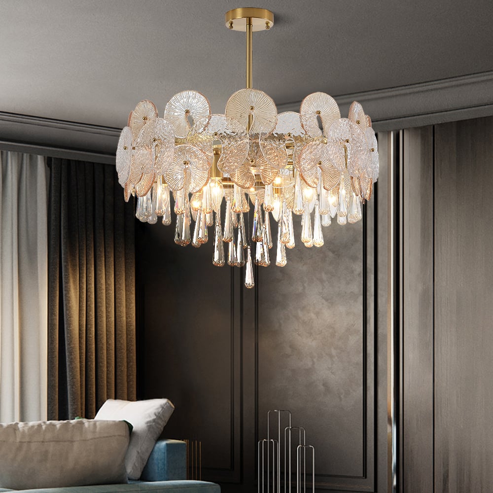 Luxury Tiered Crystal Chandelier in Gold Finish | Elegant Ceiling Light
