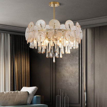 Luxury Tiered Crystal Chandelier in Gold Finish | Elegant Ceiling Light