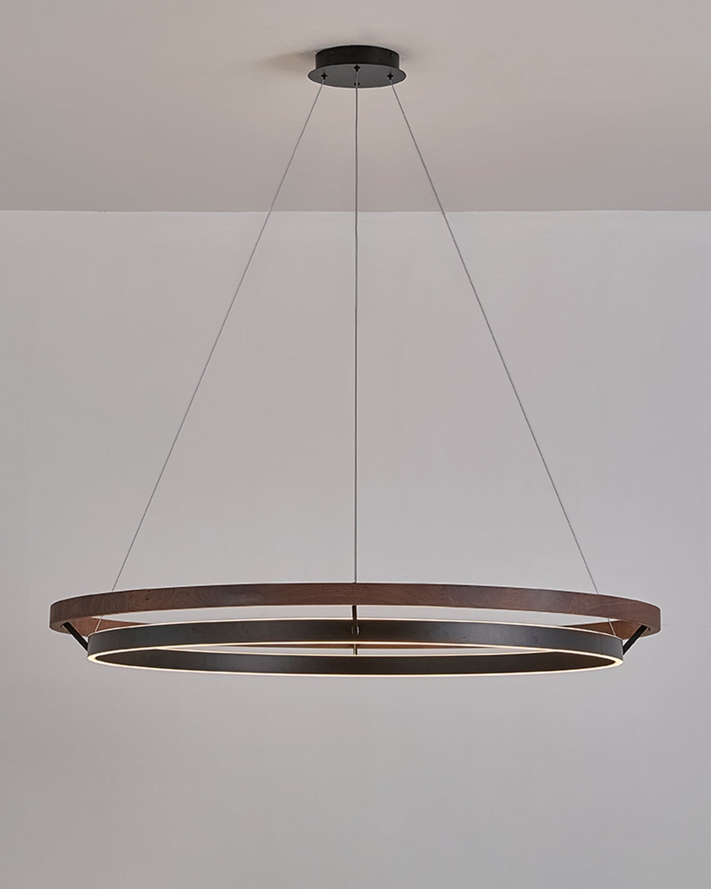 Modern Farmhouse Wood LED Circular Chandelier Ceiling Light | Dining Room Lighting