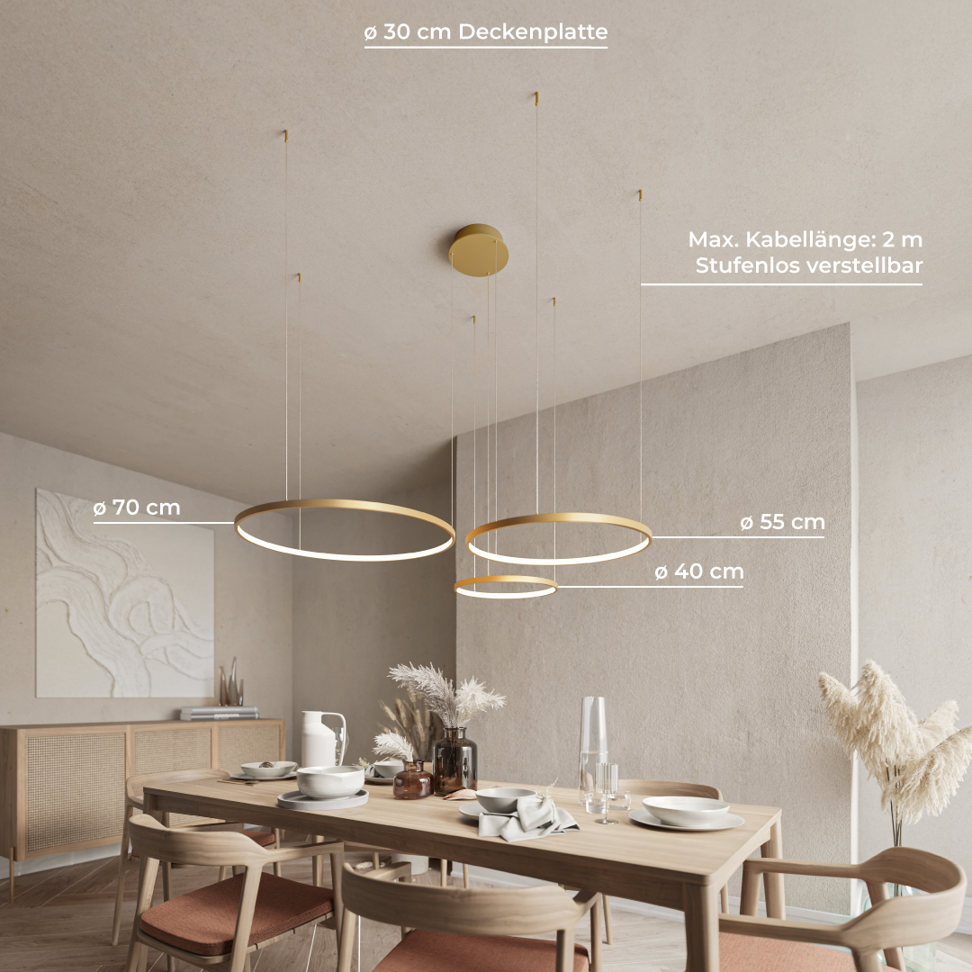 Modern LED Ring Chandelier | Contemporary Dimmable Dining Room Ceiling Light