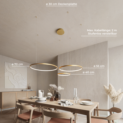 Modern LED Ring Chandelier | Contemporary Dimmable Dining Room Ceiling Light
