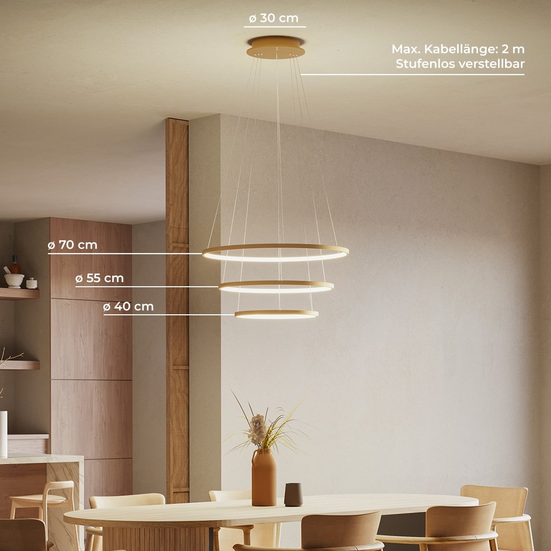 Adjustable Modern LED Chandelier | Contemporary Dimmable Dining Room Light