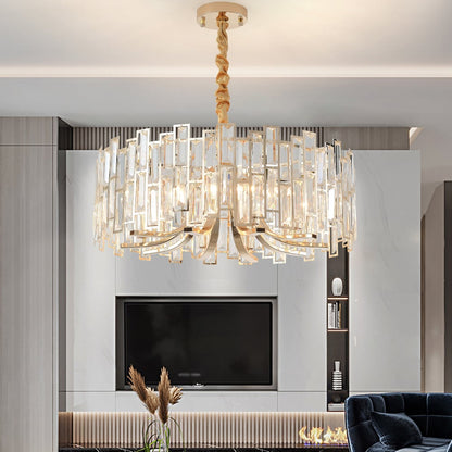 Golden Crystal Chandelier for Living Room | Modern Elegant Ceiling Light