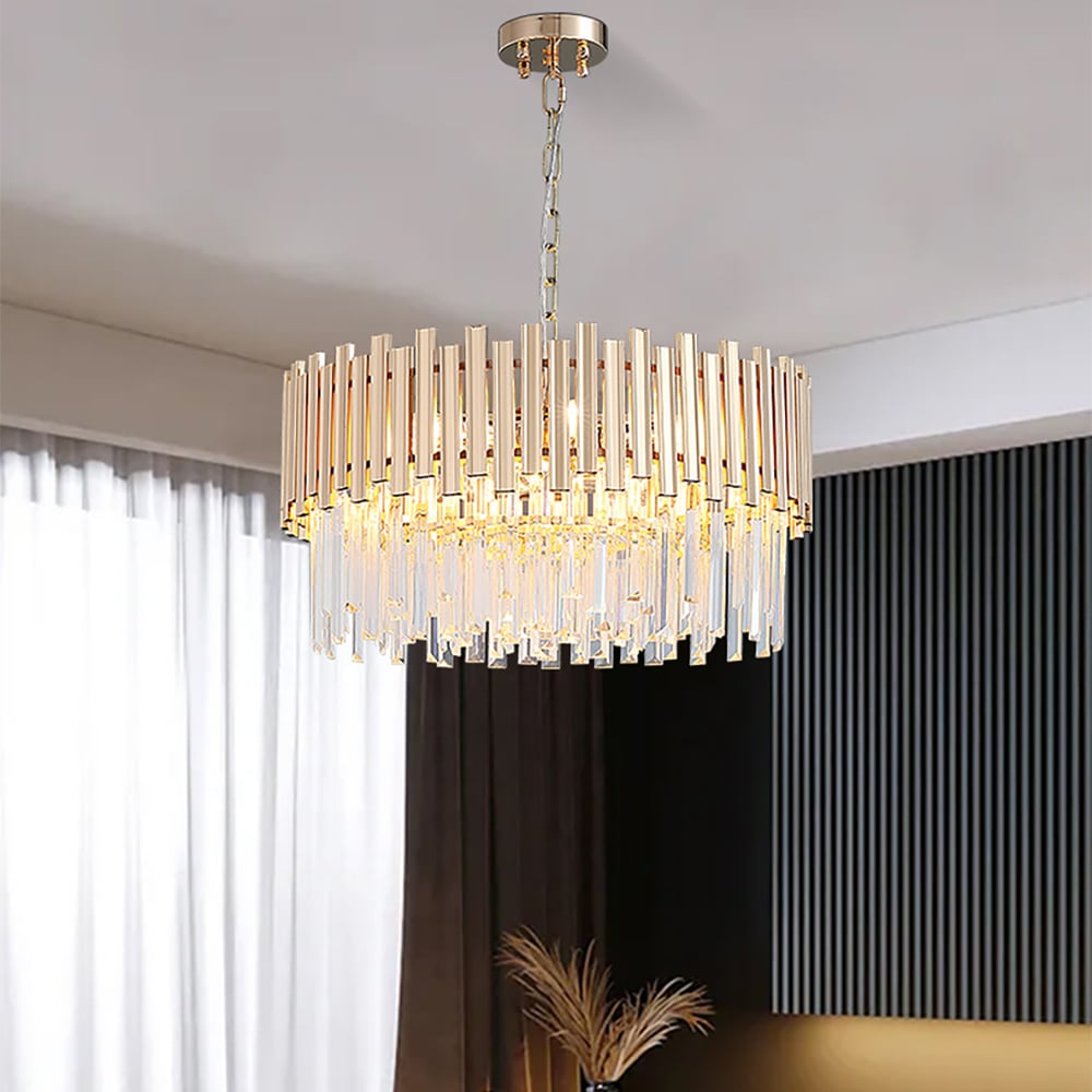 Modern Gold Crystal Chandelier for Dining Room | Elegant Ceiling Light
