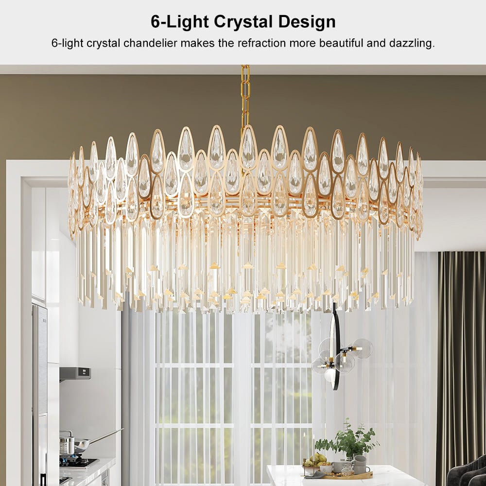 Modern Gold Crystal Chandelier for Living Room | Elegant Ceiling Light