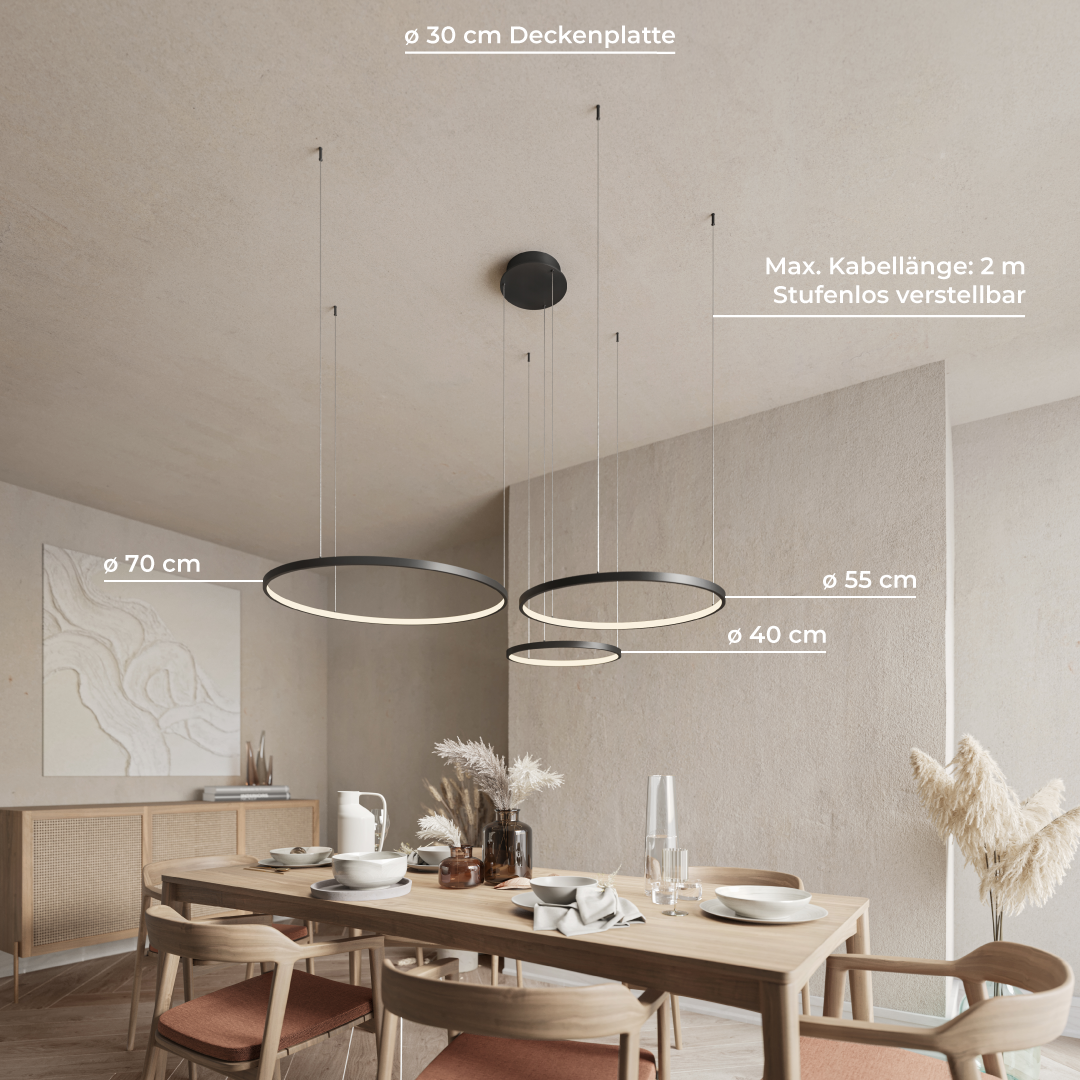 Modern LED Ring Chandelier | Contemporary Dimmable Dining Room Ceiling Light