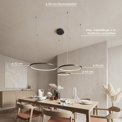 Modern LED Ring Chandelier | Contemporary Dimmable Dining Room Ceiling Light