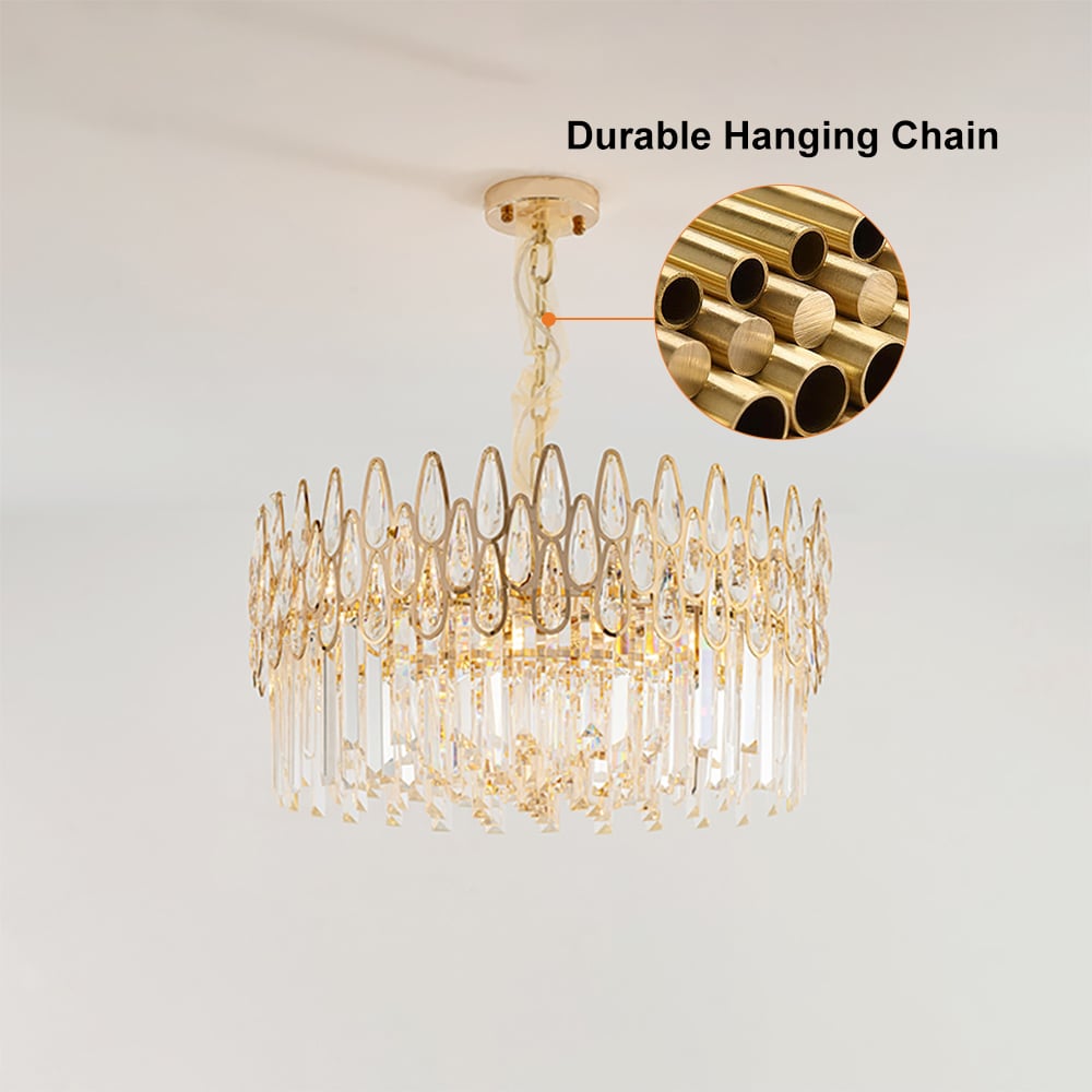 Modern Gold Crystal Chandelier for Living Room | Elegant Ceiling Light