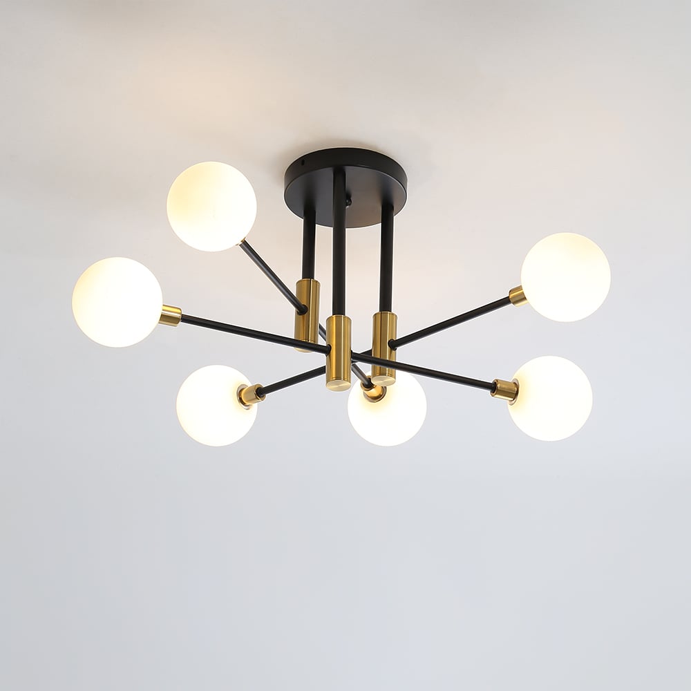 Mid-Century Modern Light Globe Chandelier | Semi-Flush Ceiling Light