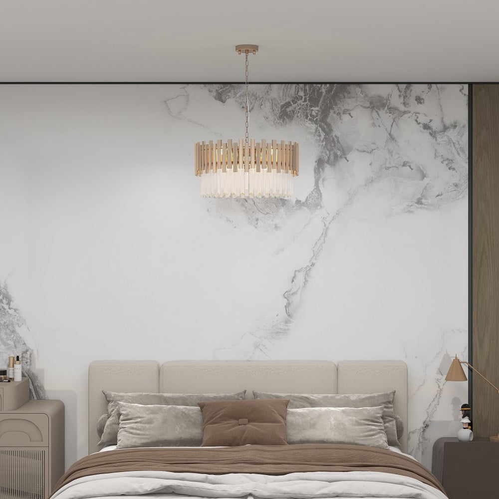 Modern Gold Crystal Chandelier for Dining Room | Elegant Ceiling Light