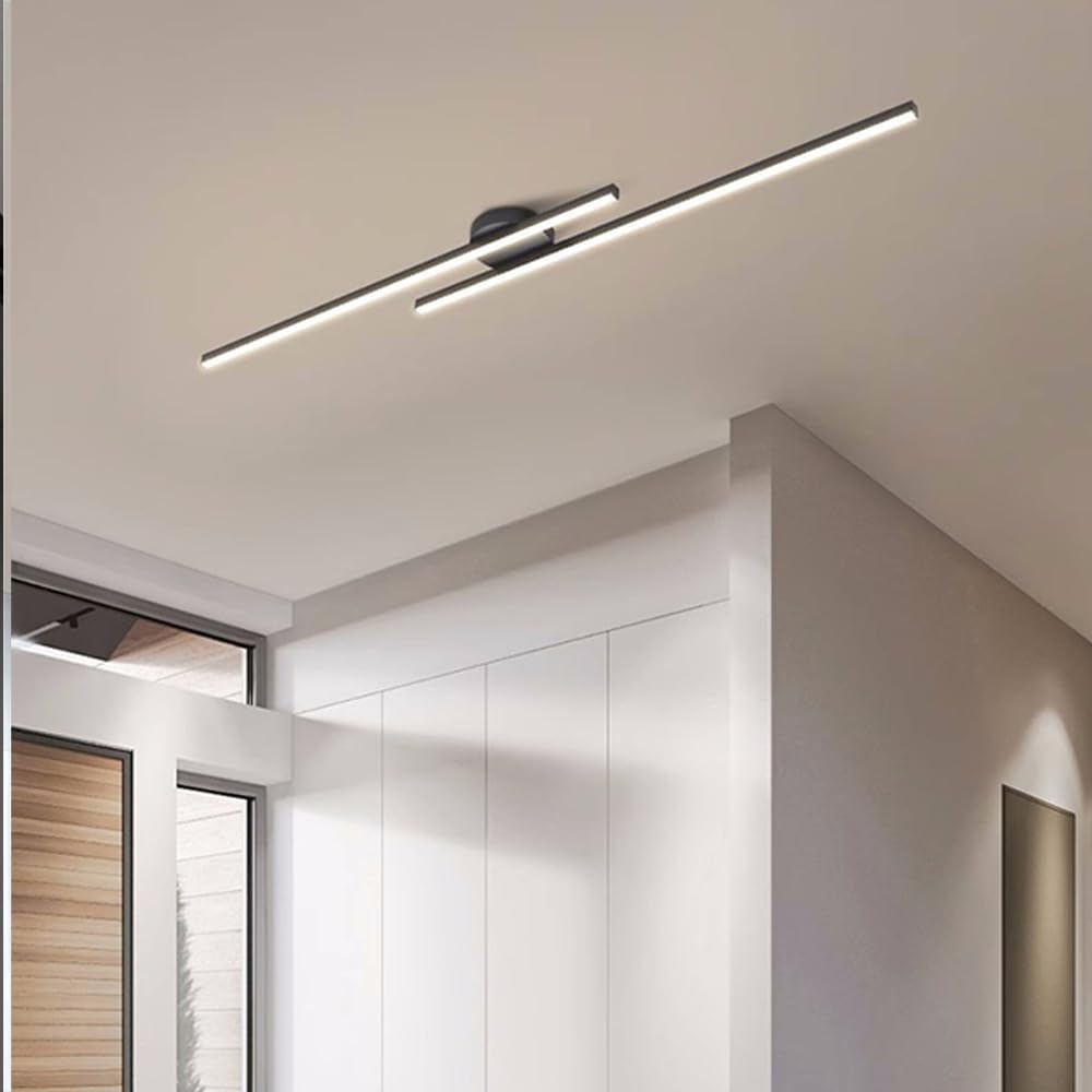 Modern Aluminium LED Ceiling Light | Long Strip Living Room Flush Mount Lamp