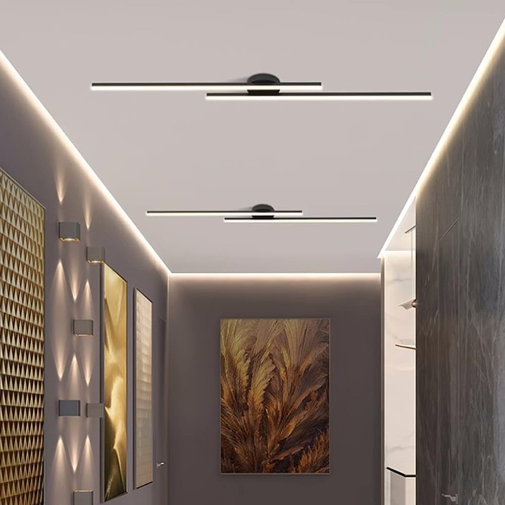 Modern Aluminium LED Ceiling Light | Long Strip Living Room Flush Mount Lamp