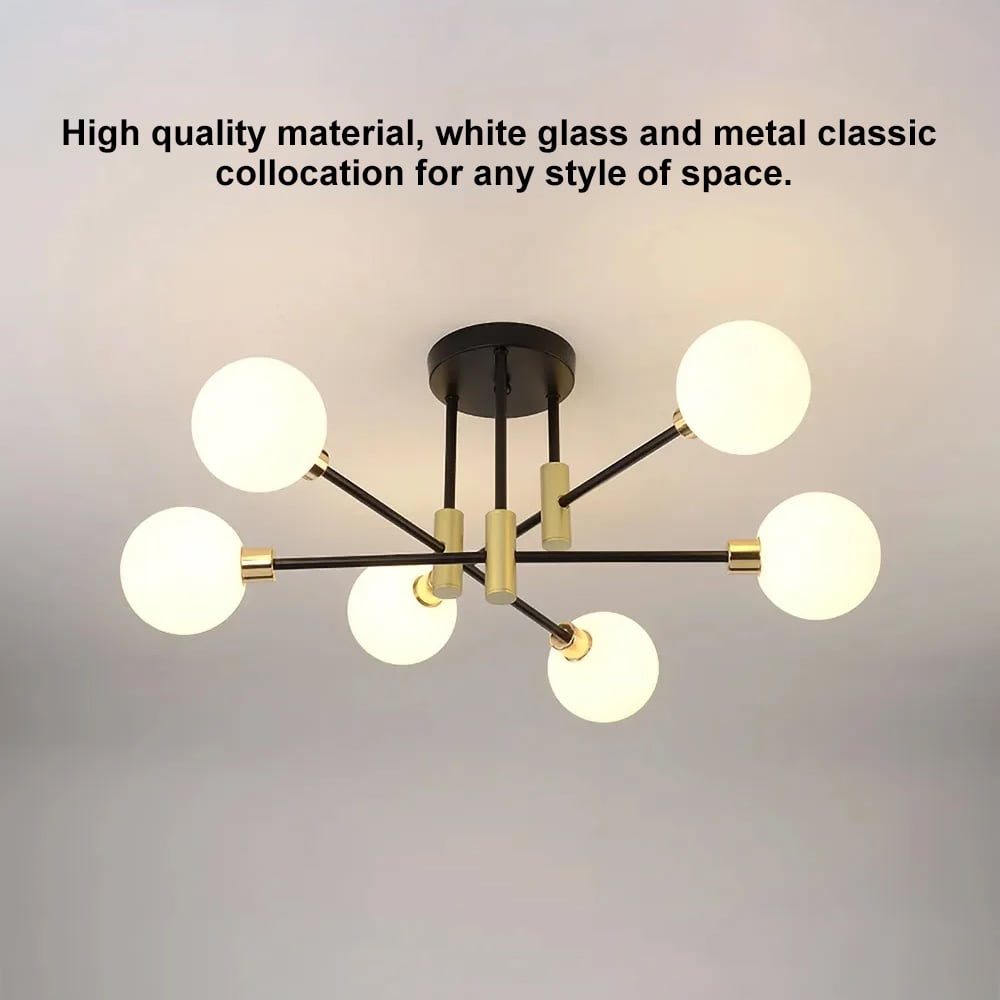 Mid-Century Modern Light Globe Chandelier | Semi-Flush Ceiling Light