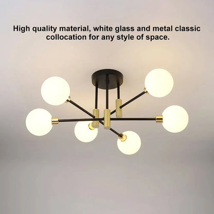 Mid-Century Modern Light Globe Chandelier | Semi-Flush Ceiling Light