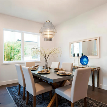 Glass and Brass Ceiling Lamp | Retro Modern Pendant Light for Dining or Living Room