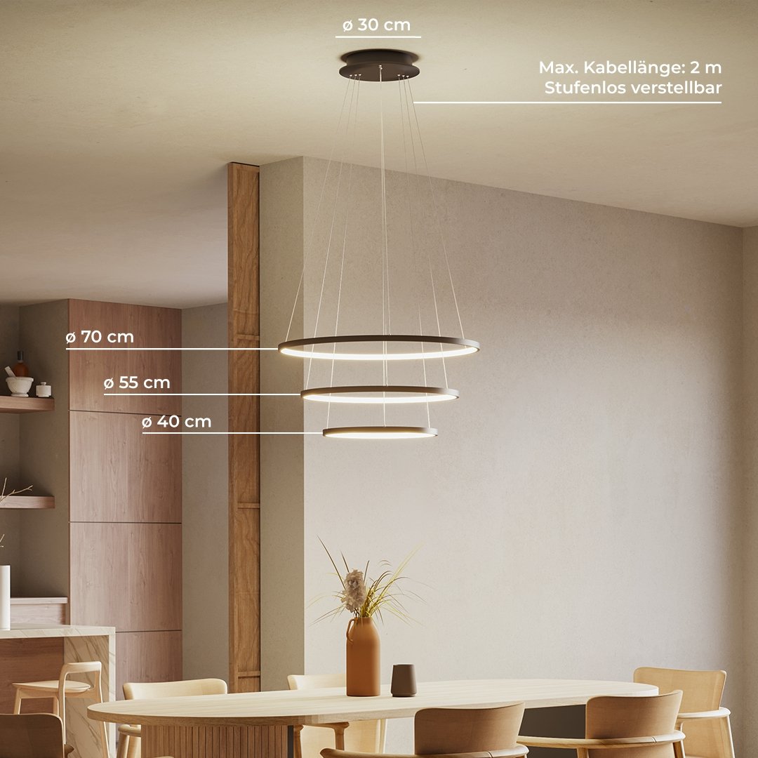 Adjustable Modern LED Chandelier | Contemporary Dimmable Dining Room Light