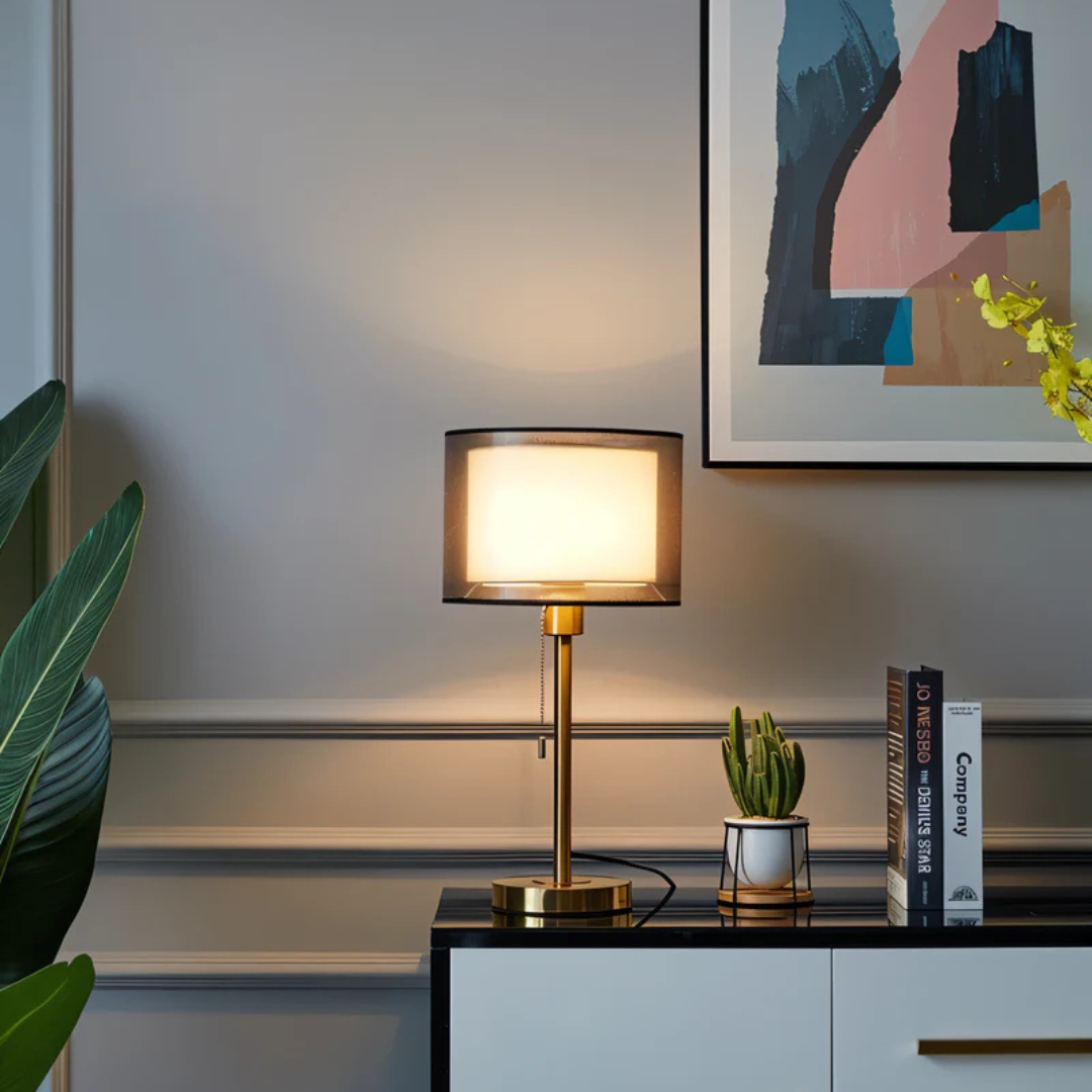 Vintage Fabric Table Lamp | Warm Light Bedside and Desk Lamp