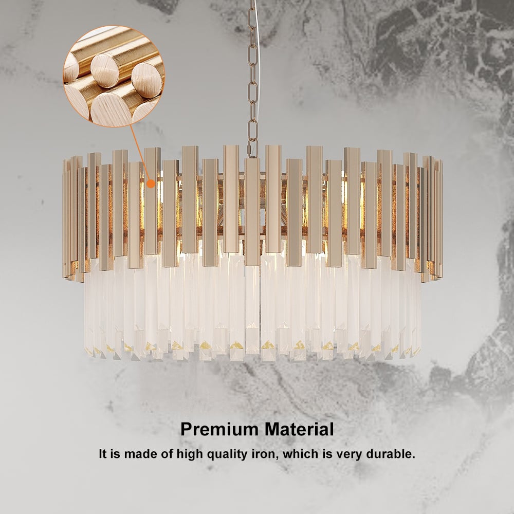 Modern Gold Crystal Chandelier for Dining Room | Elegant Ceiling Light