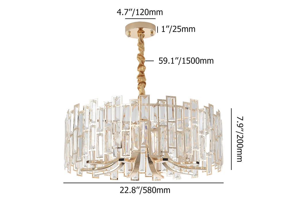 Golden Crystal Chandelier for Living Room | Modern Elegant Ceiling Light