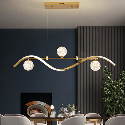 Modern Linear Chandelier with Glass Globes | Elegant LED Ceiling Light