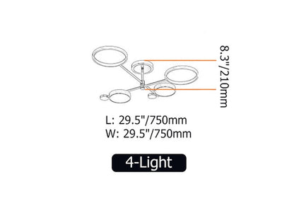 Modern Nordic LED Ring Chandelier | Semi-Flush Ceiling Light Fixture