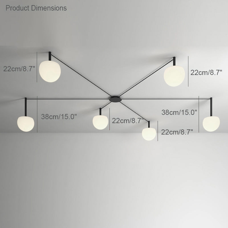 Frosted Glass Globe Ceiling Light for Living Room | Modern Decorative Chandelier Lamp