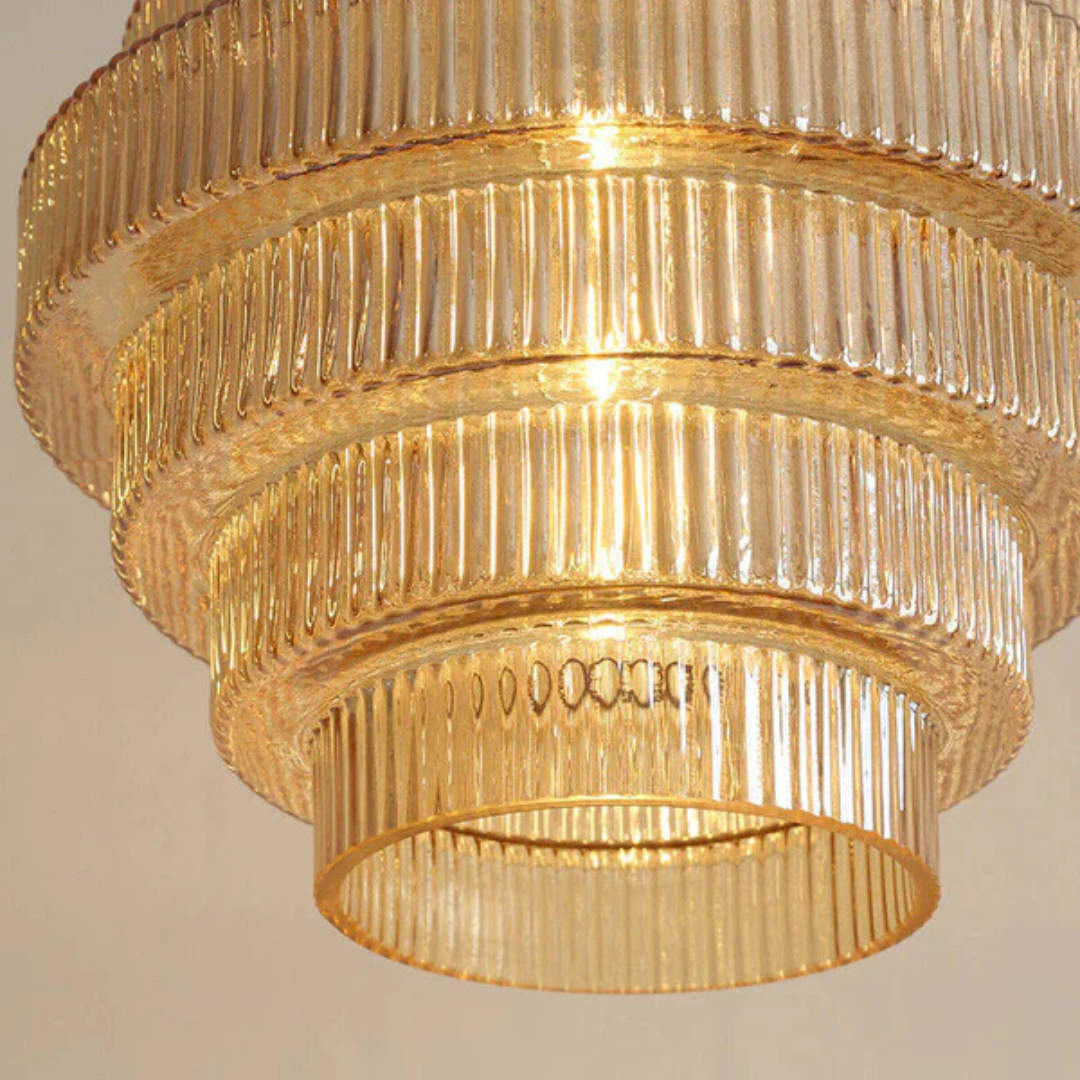 Glass and Brass Ceiling Lamp | Retro Modern Pendant Light for Dining or Living Room