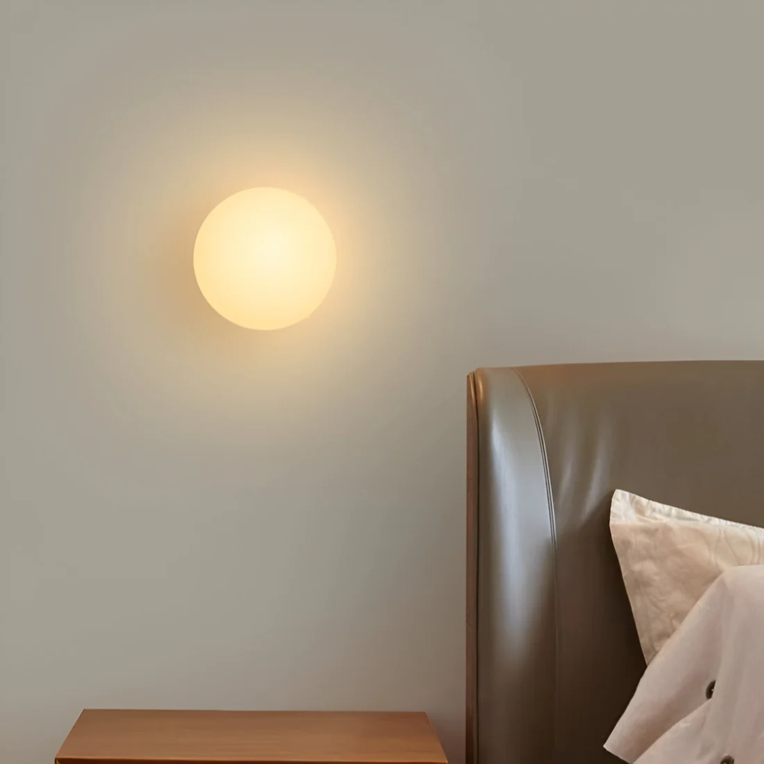 Modern Glass Wall Lamp | Minimalist Round Sconce Light for Bedroom or Living Room