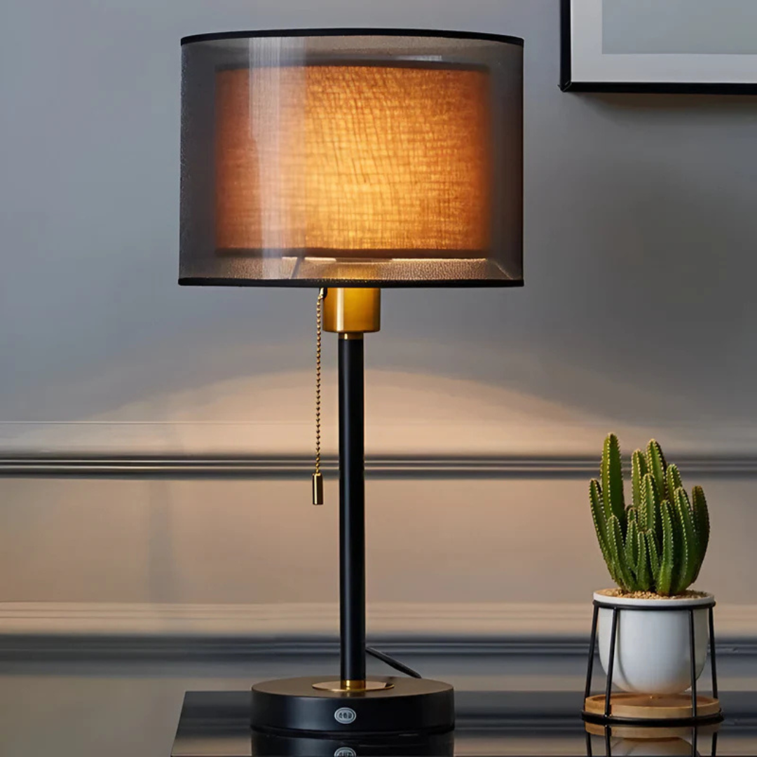 Vintage Fabric Table Lamp | Warm Light Bedside and Desk Lamp