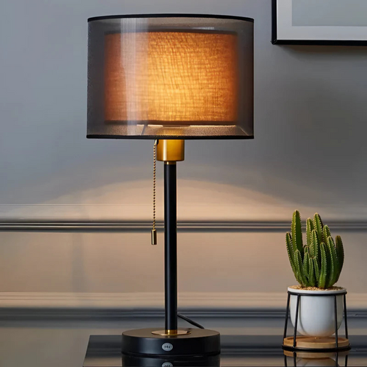 Vintage Fabric Table Lamp | Warm Light Bedside and Desk Lamp