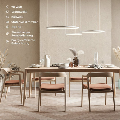 Modern LED Ring Chandelier | Contemporary Dimmable Dining Room Ceiling Light