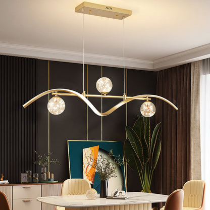 Modern Linear Chandelier with Glass Globes | Elegant LED Ceiling Light