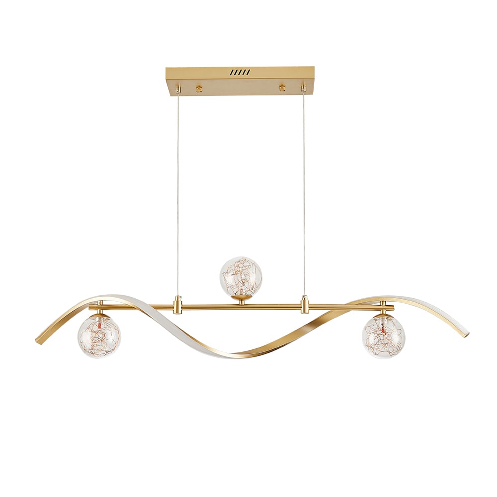 Modern Linear Chandelier with Glass Globes | Elegant LED Ceiling Light