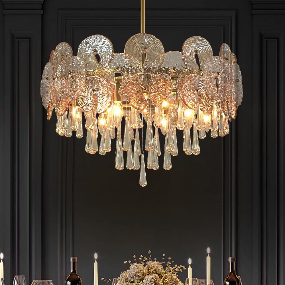 Luxury Tiered Crystal Chandelier in Gold Finish | Elegant Ceiling Light