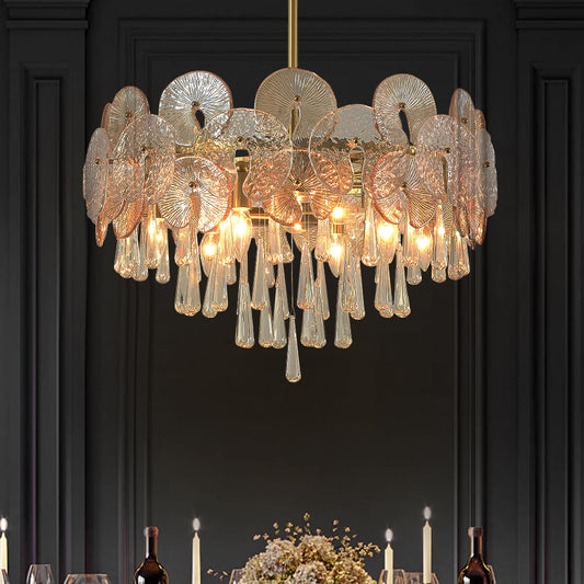 Luxury Tiered Crystal Chandelier in Gold Finish | Elegant Ceiling Light