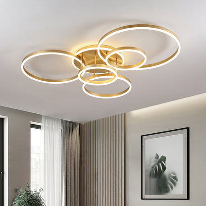 Modern Circular LED Flush Mount Ceiling Light | Luxury Low Profile Chandelier Lamp