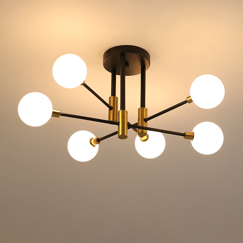 Mid-Century Modern Light Globe Chandelier | Semi-Flush Ceiling Light