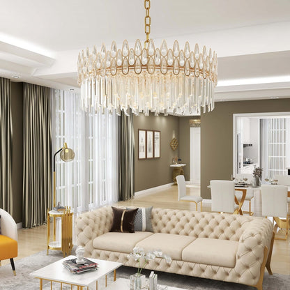 Modern Gold Crystal Chandelier for Living Room | Elegant Ceiling Light