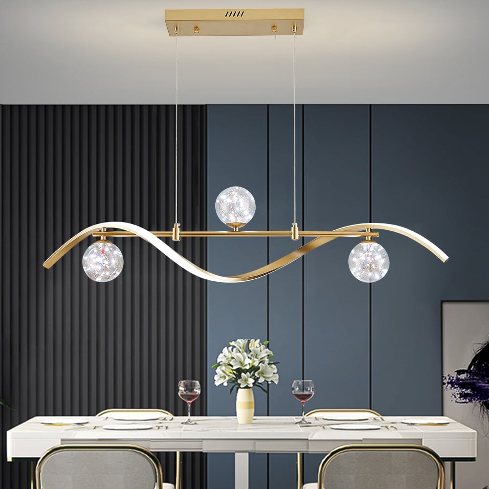 Modern Linear Chandelier with Glass Globes | Elegant LED Ceiling Light