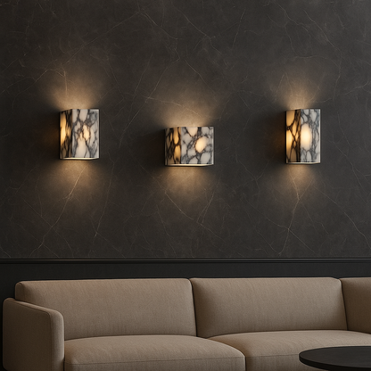 Marble Cube Wall Light for Bedroom | Modern LED Sconce