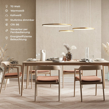 Modern LED Ring Chandelier | Contemporary Dimmable Dining Room Ceiling Light