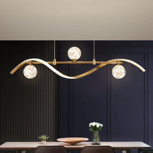 Modern Linear Chandelier with Glass Globes | Elegant LED Ceiling Light