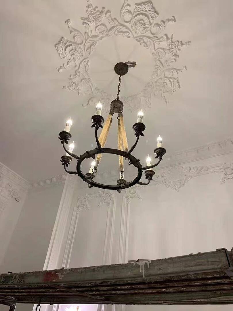 Rustic Rope Chandelier with Candle Lights | Vintage Ceiling Light Fixture