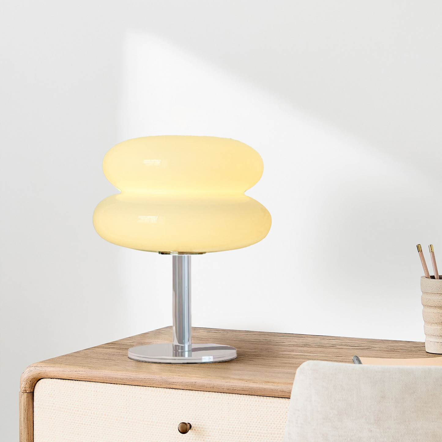 Bauhaus Minimalist Glass Table Lamp for Bedroom and Living Room | Modern Desk Lamp