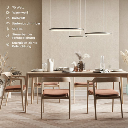 Modern LED Ring Chandelier | Contemporary Dimmable Dining Room Ceiling Light